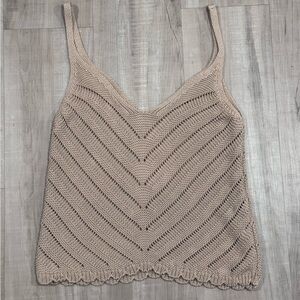 Reserved Chic Chevron Minimalist Old Money Style Knit Camisole 100% Cotton